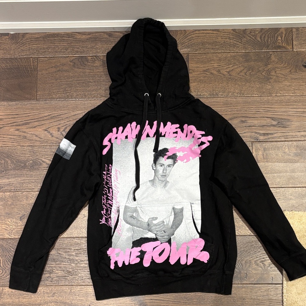 Shawn Mendes Concert Hoodie with Pink Graphic Print